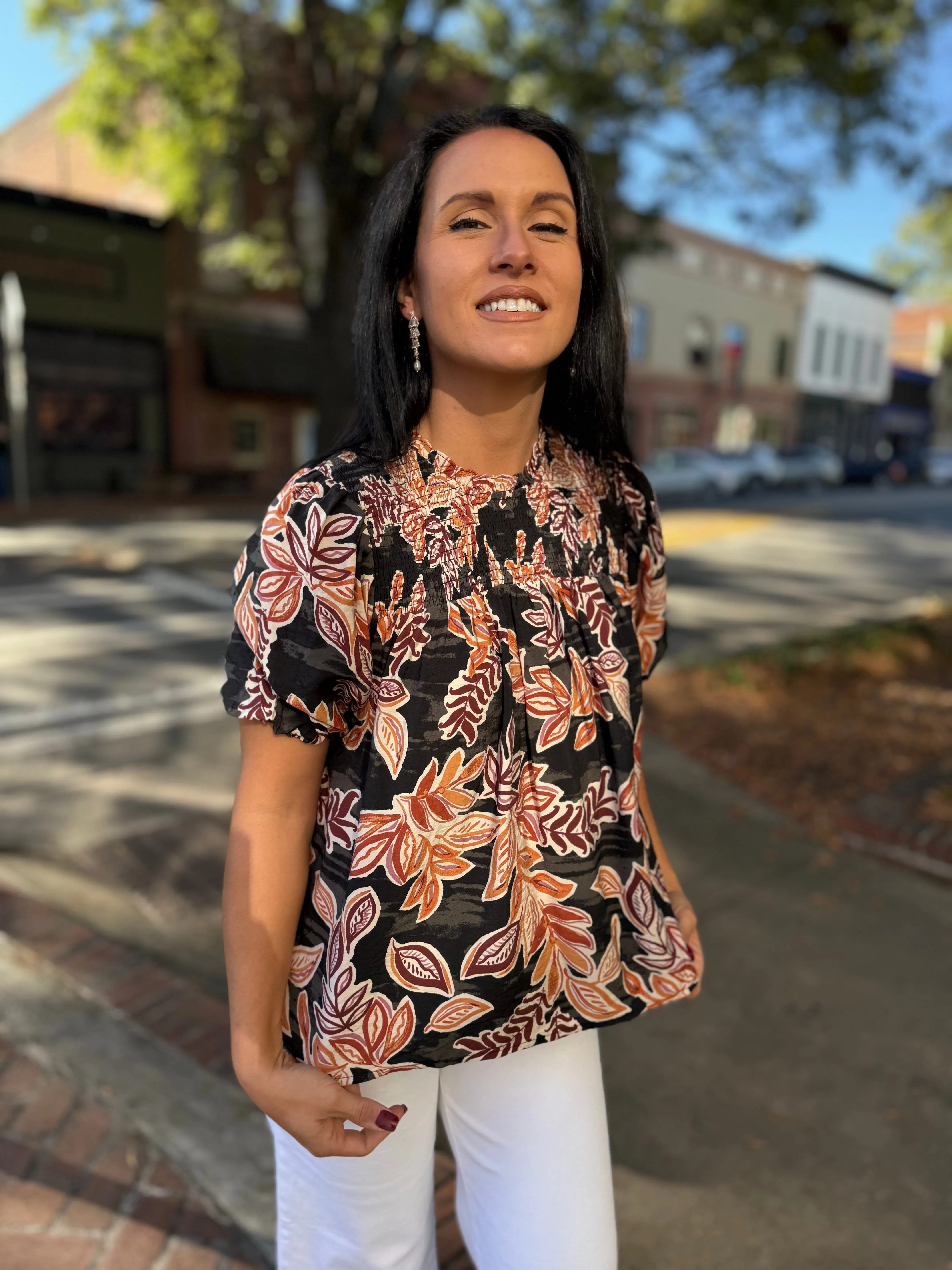 Floral Haven Smocked Top