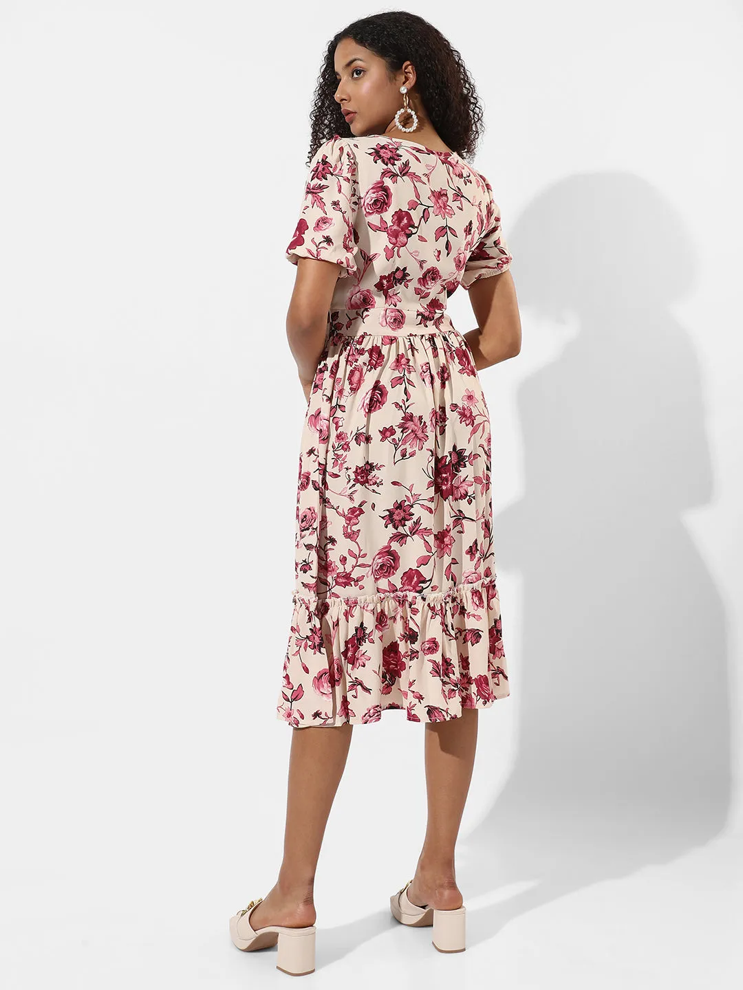Floral Print Dress With Ruffle Detail