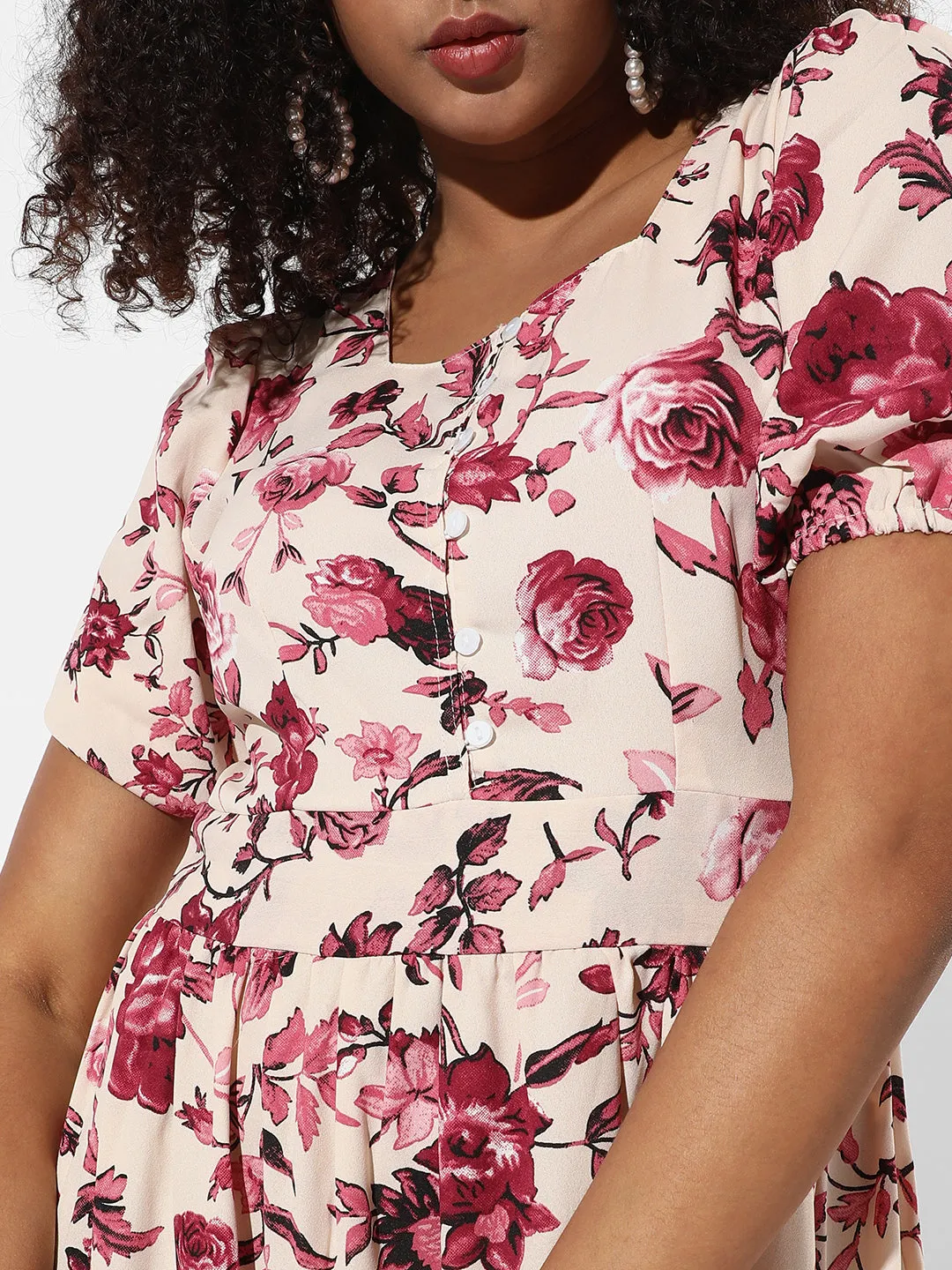 Floral Print Dress With Ruffle Detail