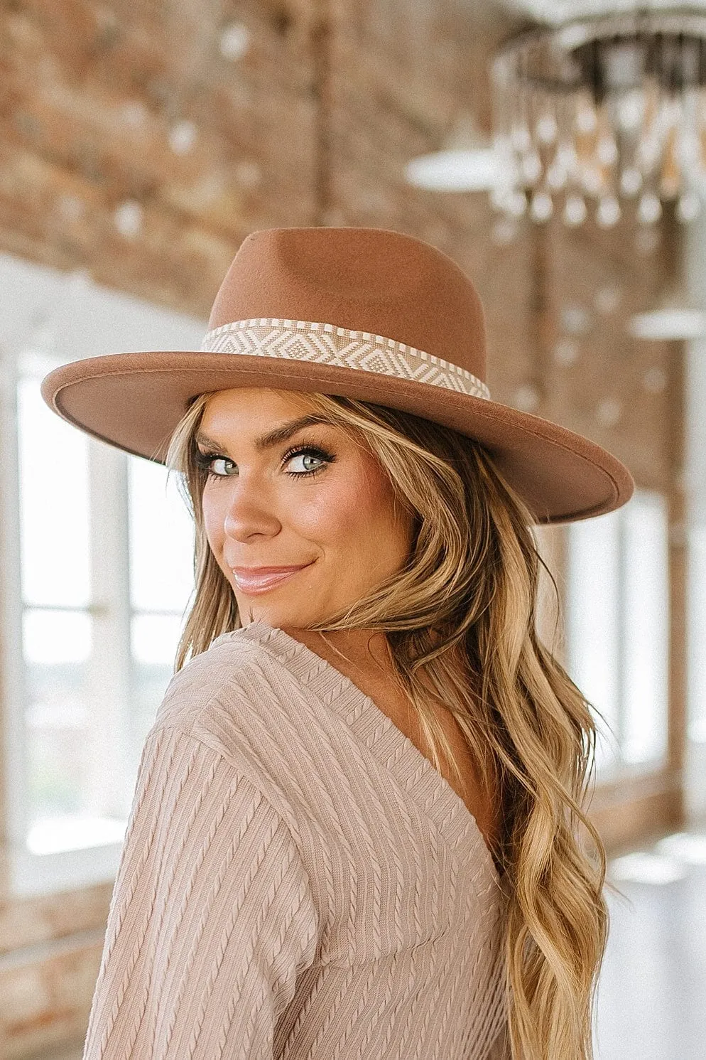 Geo Print Flat Brim Woven Hat | DROPSHIP