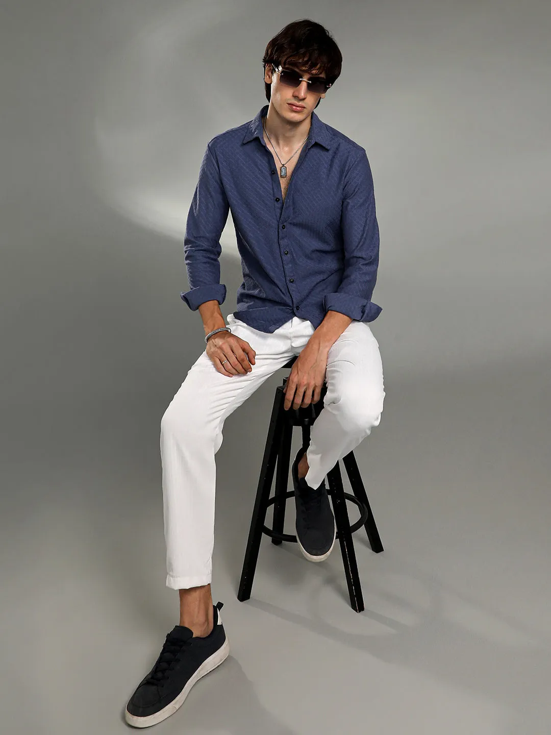 Geometric-Weave Textured Shirt