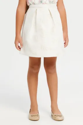Girls Gold Jacquard Skirt