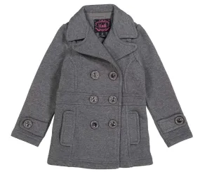 Girl's Grey Fleece Coat With Buttons
