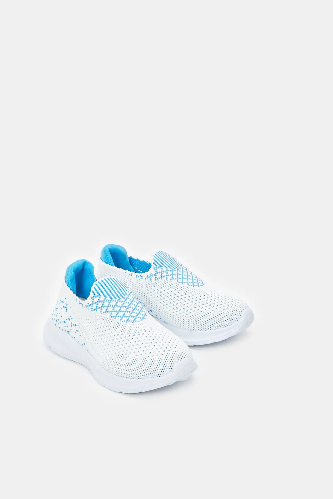 Girls White Textured Slip-On Sneaker