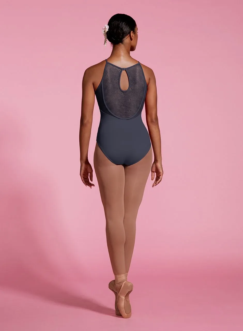 High Neck Leotard with Spliced Lace Halter Style