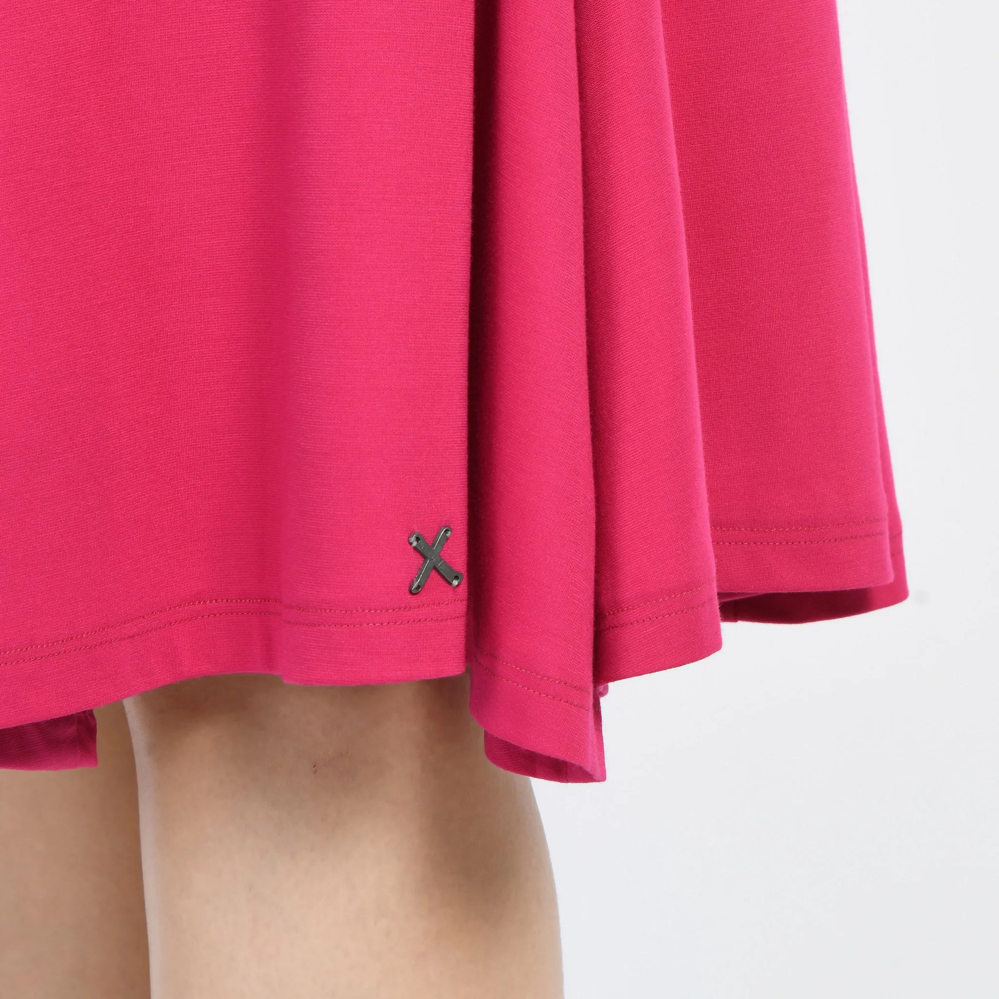 Hot Pink Cotton Blend Appeal Flared V-Neck Dress