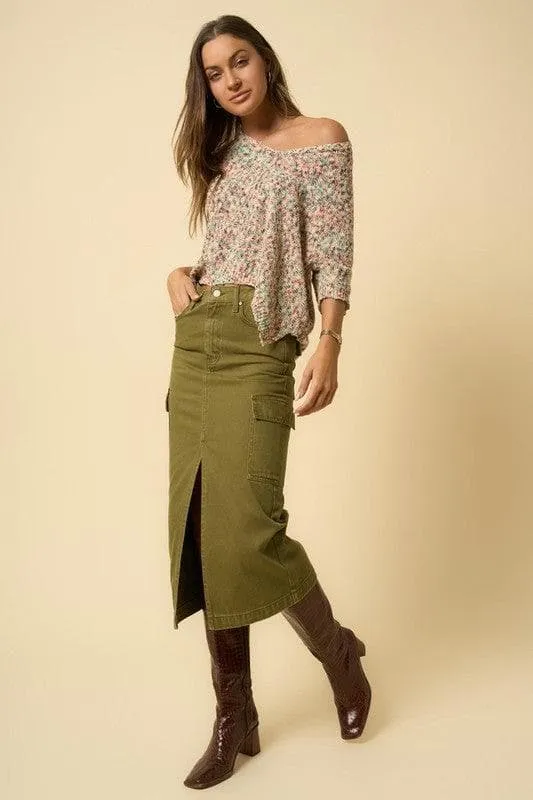 Insane Gene Color Cargo Midi Skirt