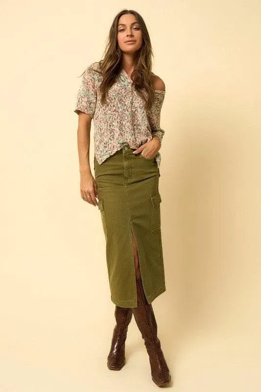 Insane Gene Color Cargo Midi Skirt