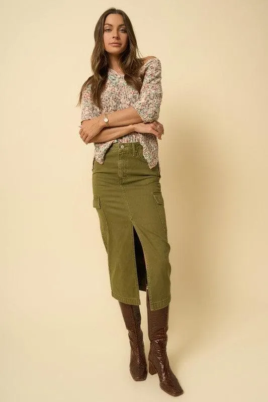 Insane Gene Color Cargo Midi Skirt