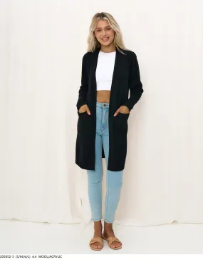IRIS MAXI - Cardigan - BLACK