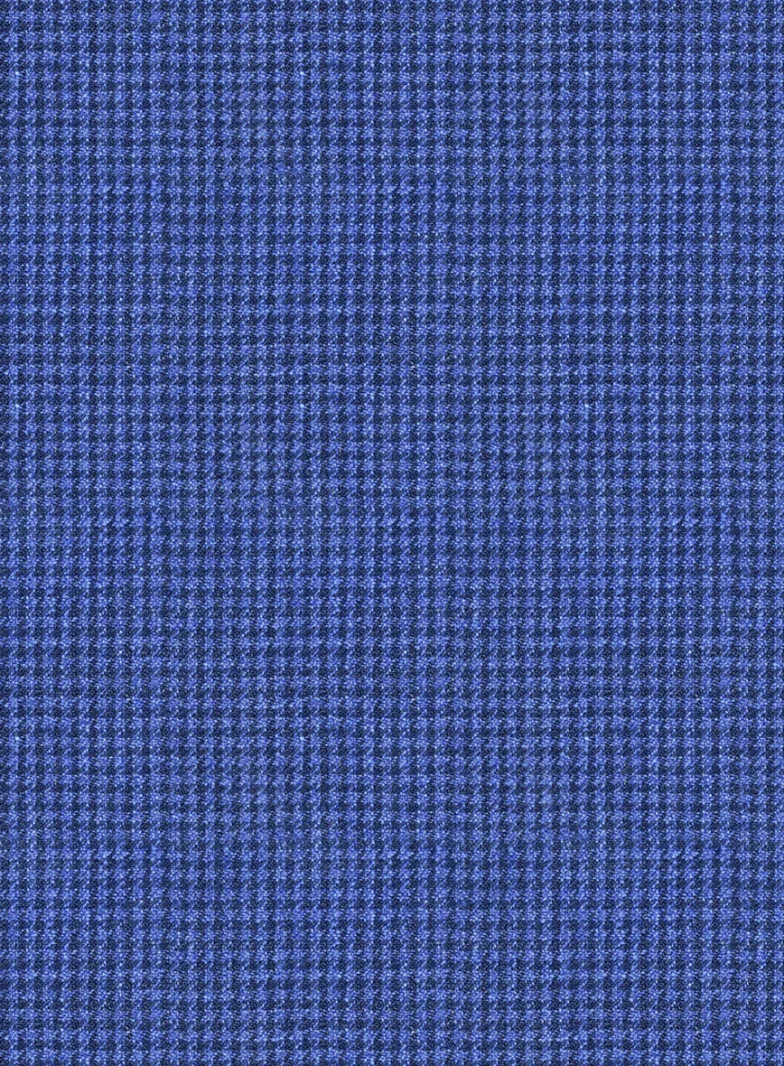 Italian Prato Blue Houndstooth Linen Jacket