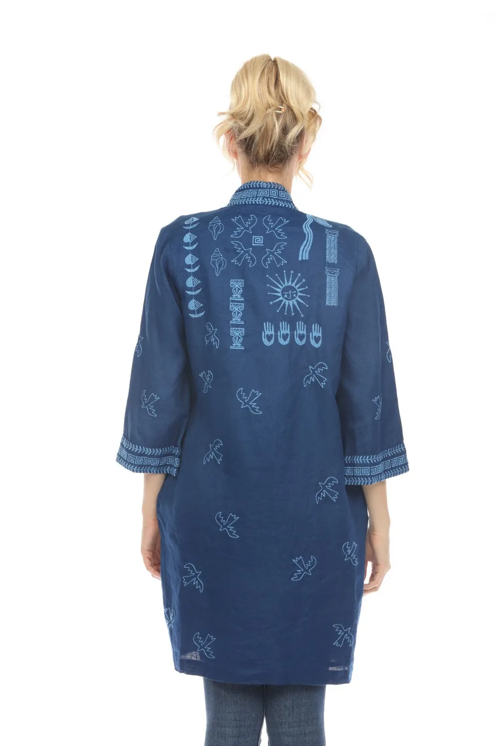 Johnny Was JWLA Linen Embroidered Kimono Boho Chic J40124