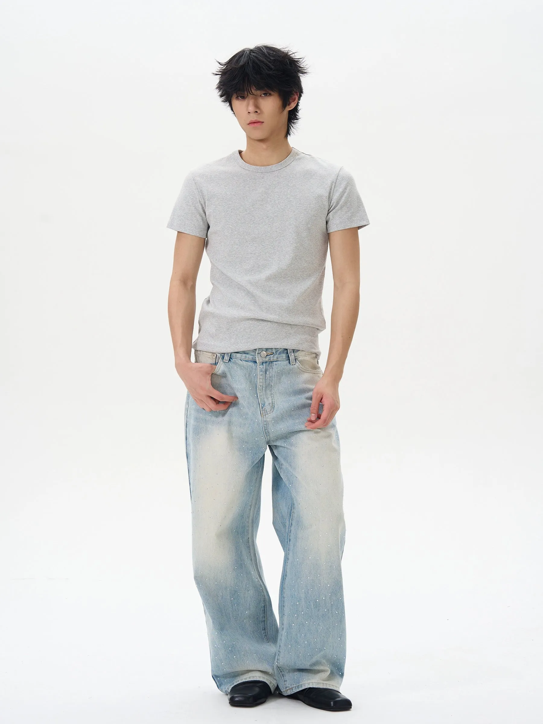Light Blue Relaxed Fit Straight Jeans