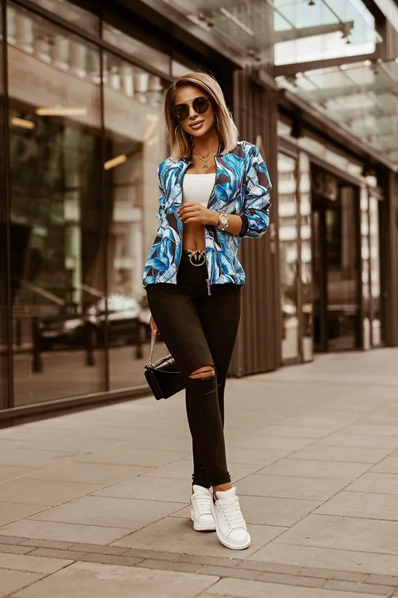 Lightweight Zip Up Stand Collar Bomber Jacket