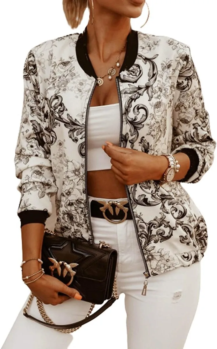 Lightweight Zip Up Stand Collar Bomber Jacket