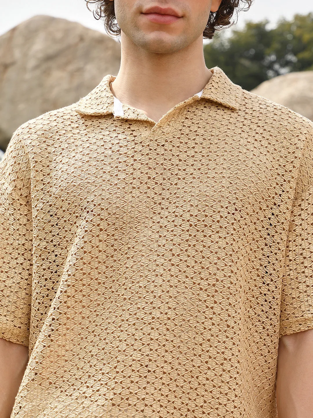 Lozenge Oversized Polo T-Shirt