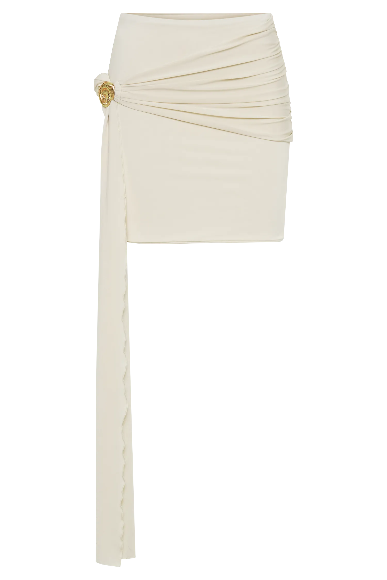 Maggie Slinky Mini Skirt With Shell Hardware - Ivory