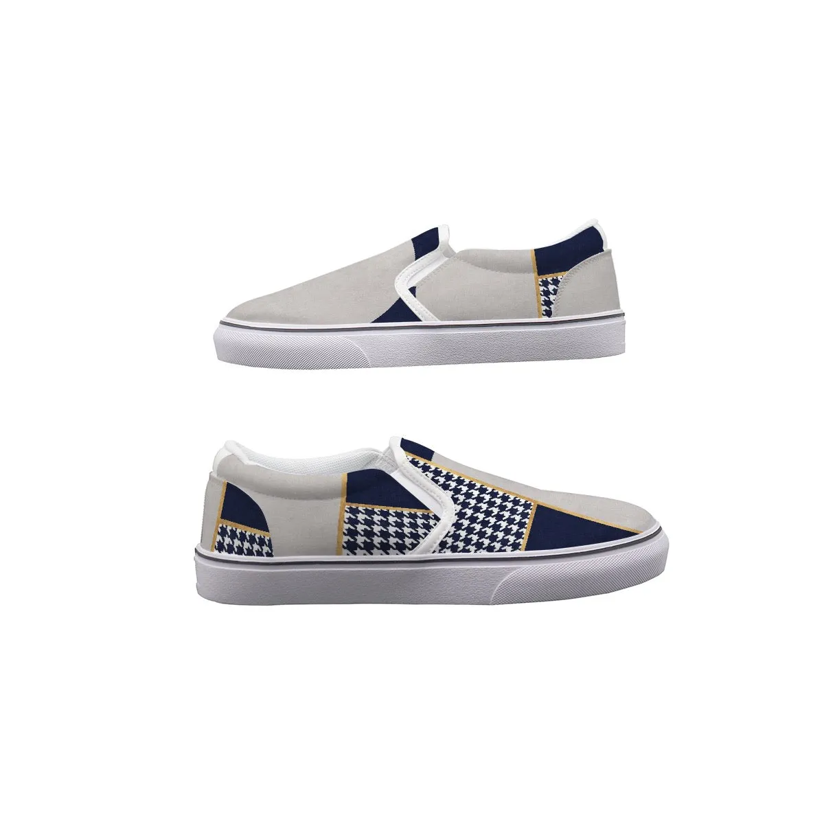 Men's Slip On Sneakers blue plaid,  print 78