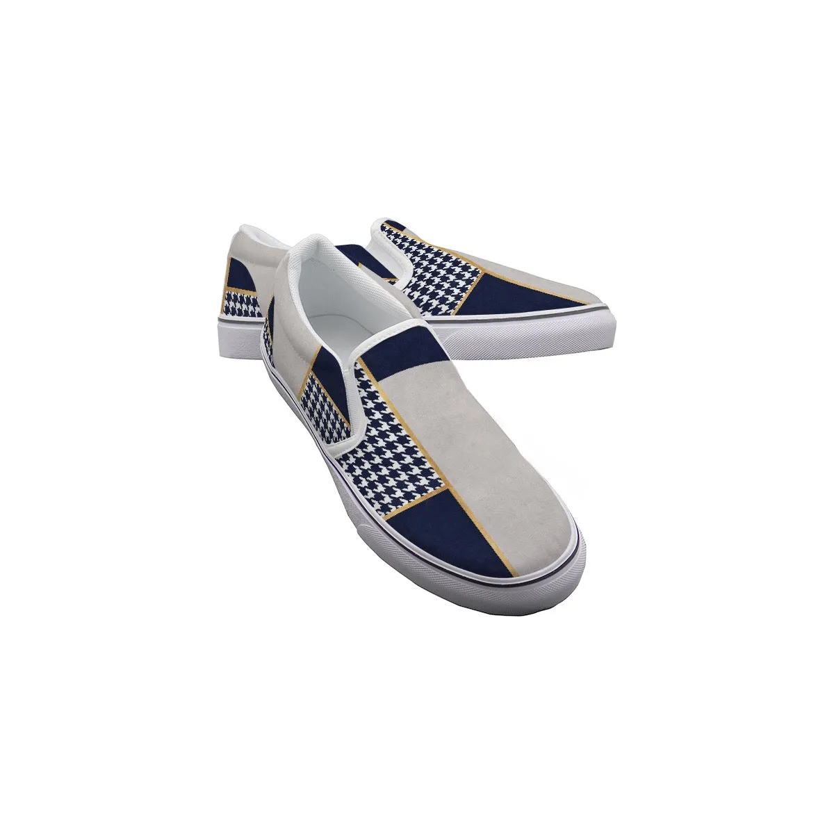 Men's Slip On Sneakers blue plaid,  print 78
