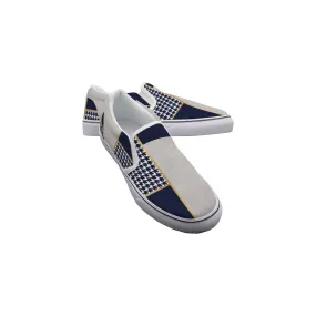 Men's Slip On Sneakers blue plaid,  print 78