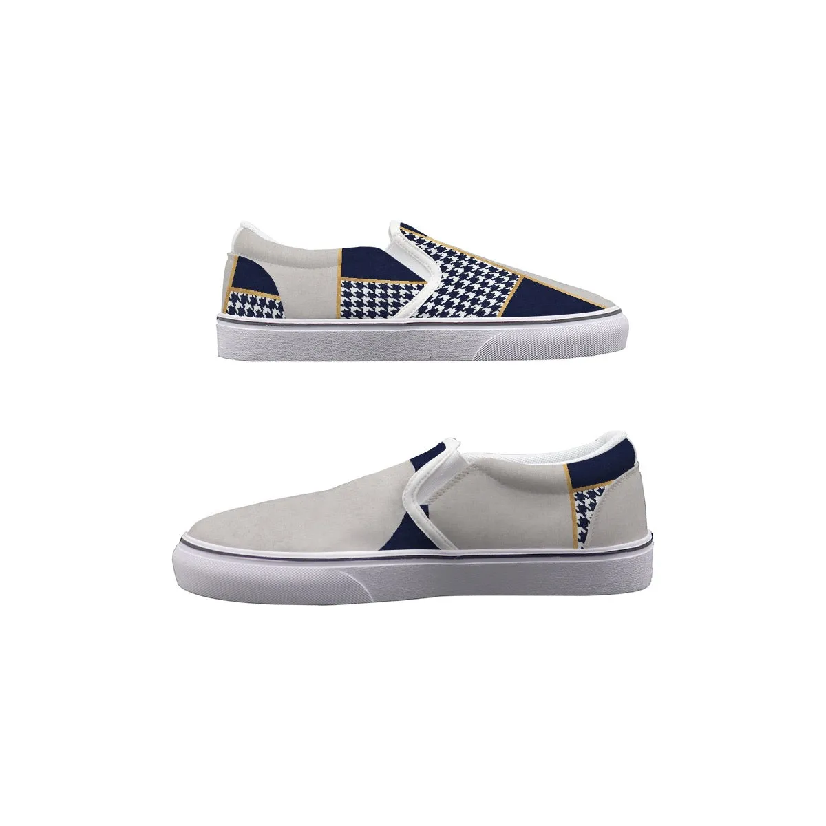 Men's Slip On Sneakers blue plaid,  print 78