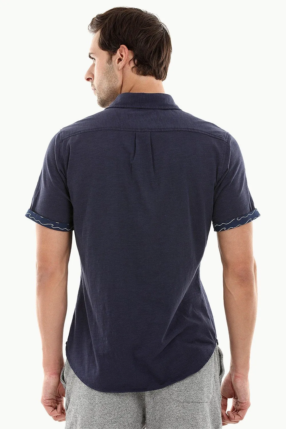 Men's Space Blue Casual Knit Shirt