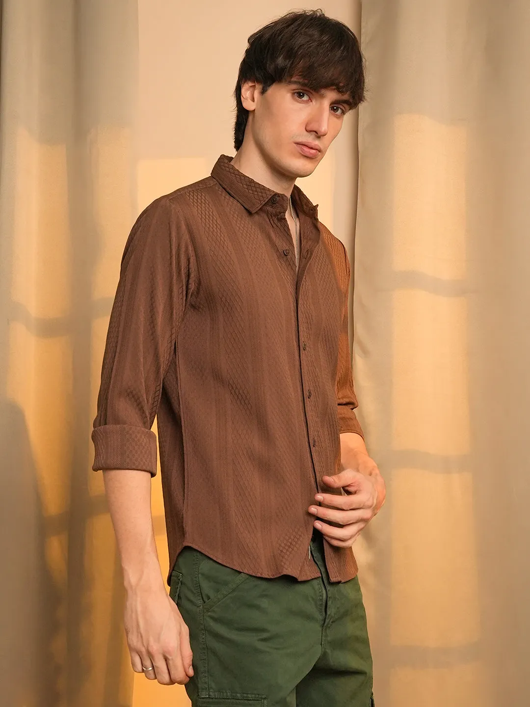 Mesh-Textured Knit Shirt