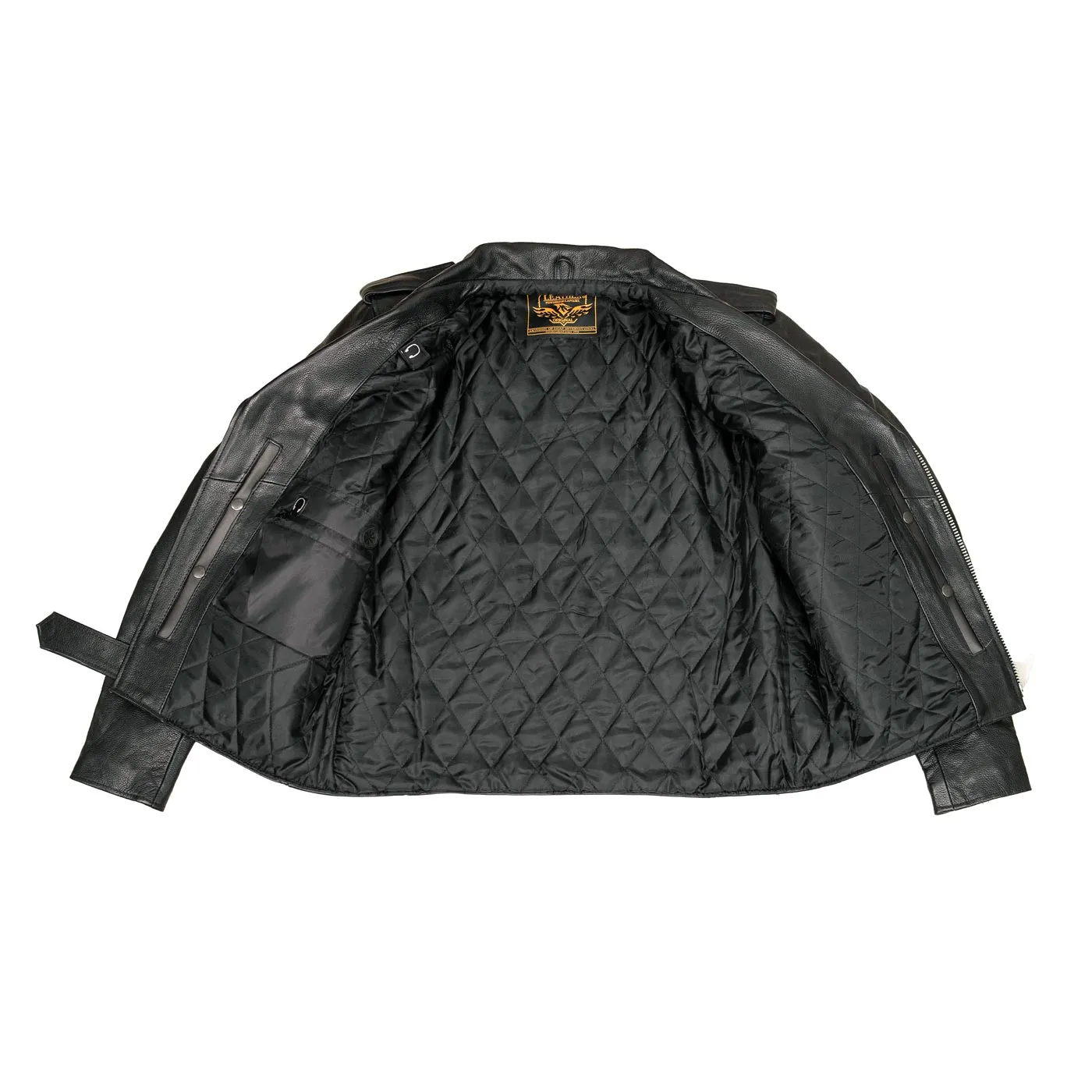 Milwaukee Leather LKM1701 Men's Classic Side Laced Black Motorcycle Premium Leather Jacket with CE Armor Protection