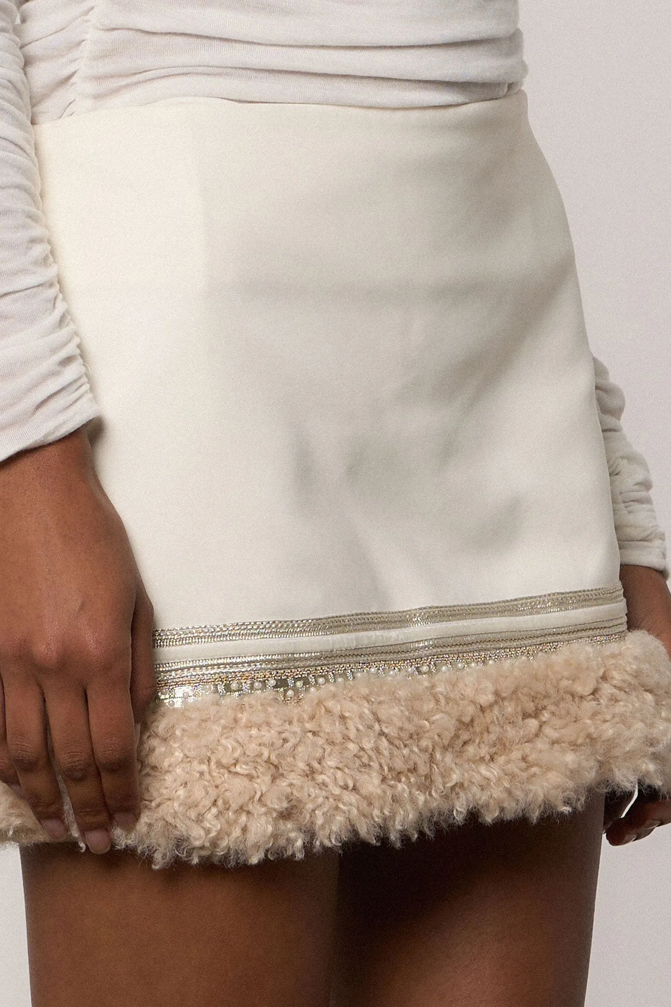 Naila Fur Trim Mini Skirt