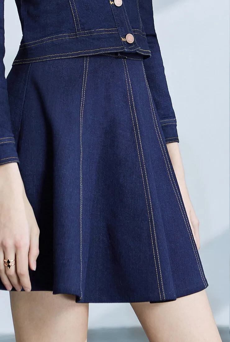 Off The Shoulder Denim Mini Shirt Dress