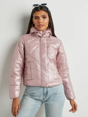 Quilted Bomber Jacket With Detachable Hood
