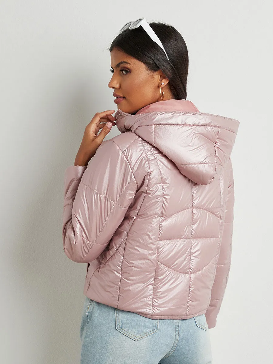 Quilted Bomber Jacket With Detachable Hood