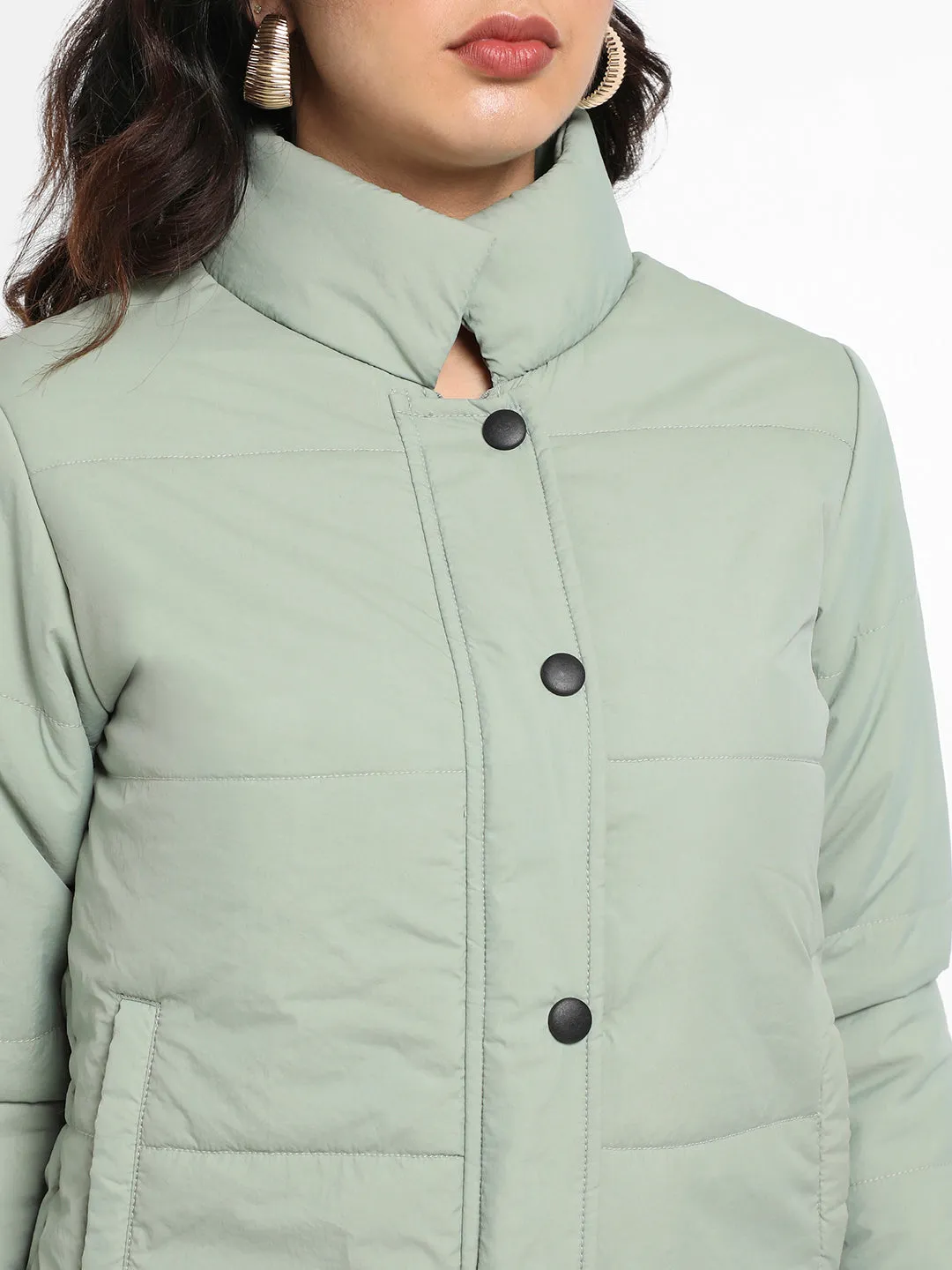 Quilted Bomber Jacket With Ribbed Hem