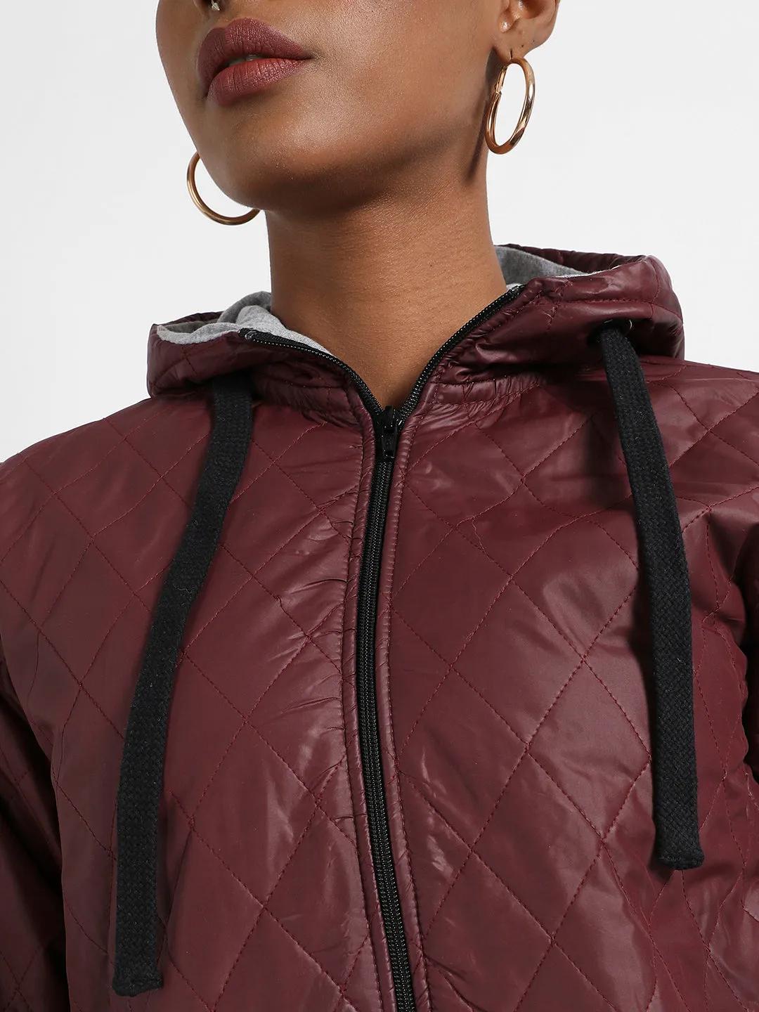 Quilted Puffer Jacket With Angled Open Pockets