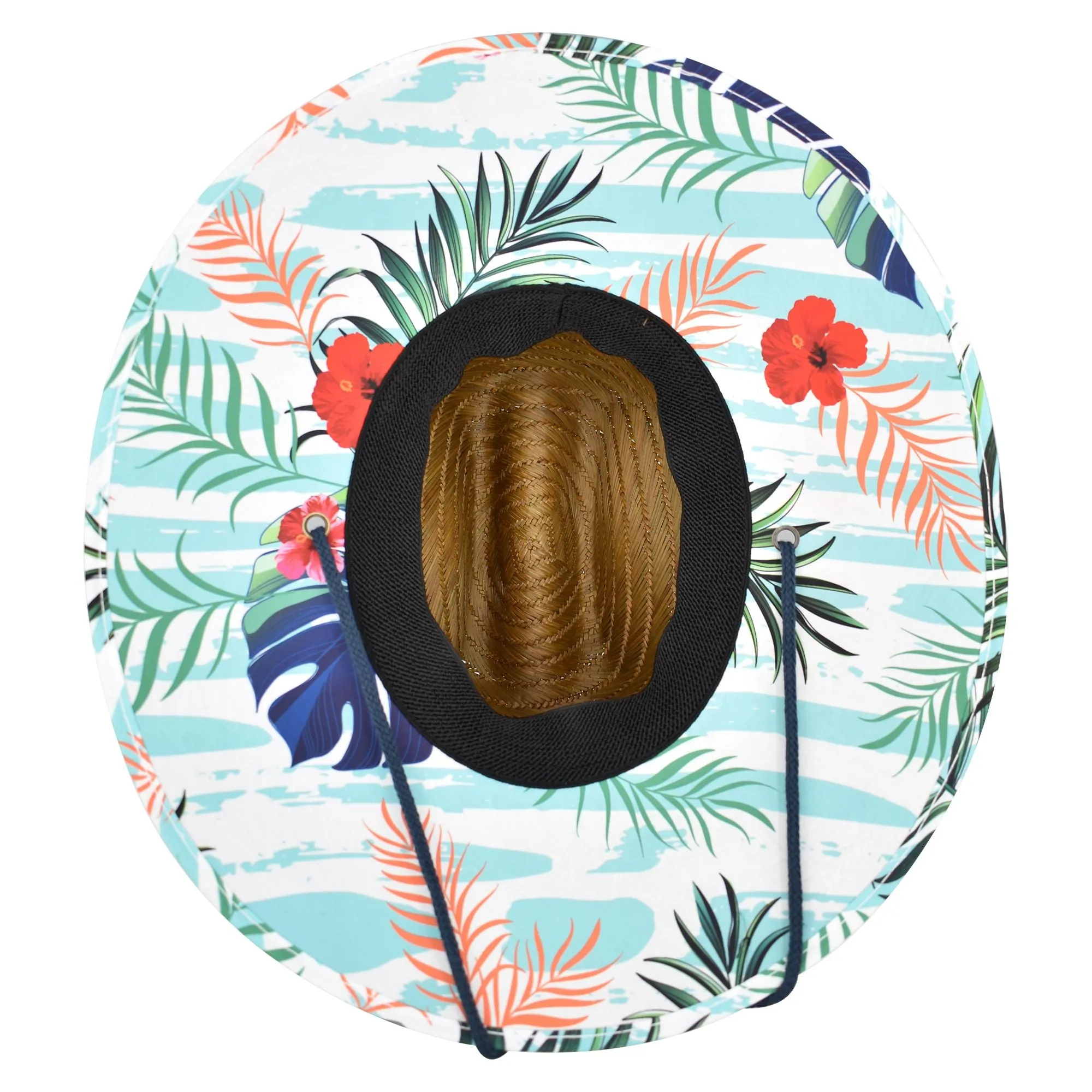 Qwave Straw Hats for Women - Stylish Tropical Print Designs, Beach Gear Sun Hats for Women, Lifeguard Hat with Sun Protection  - Red Tropical Print