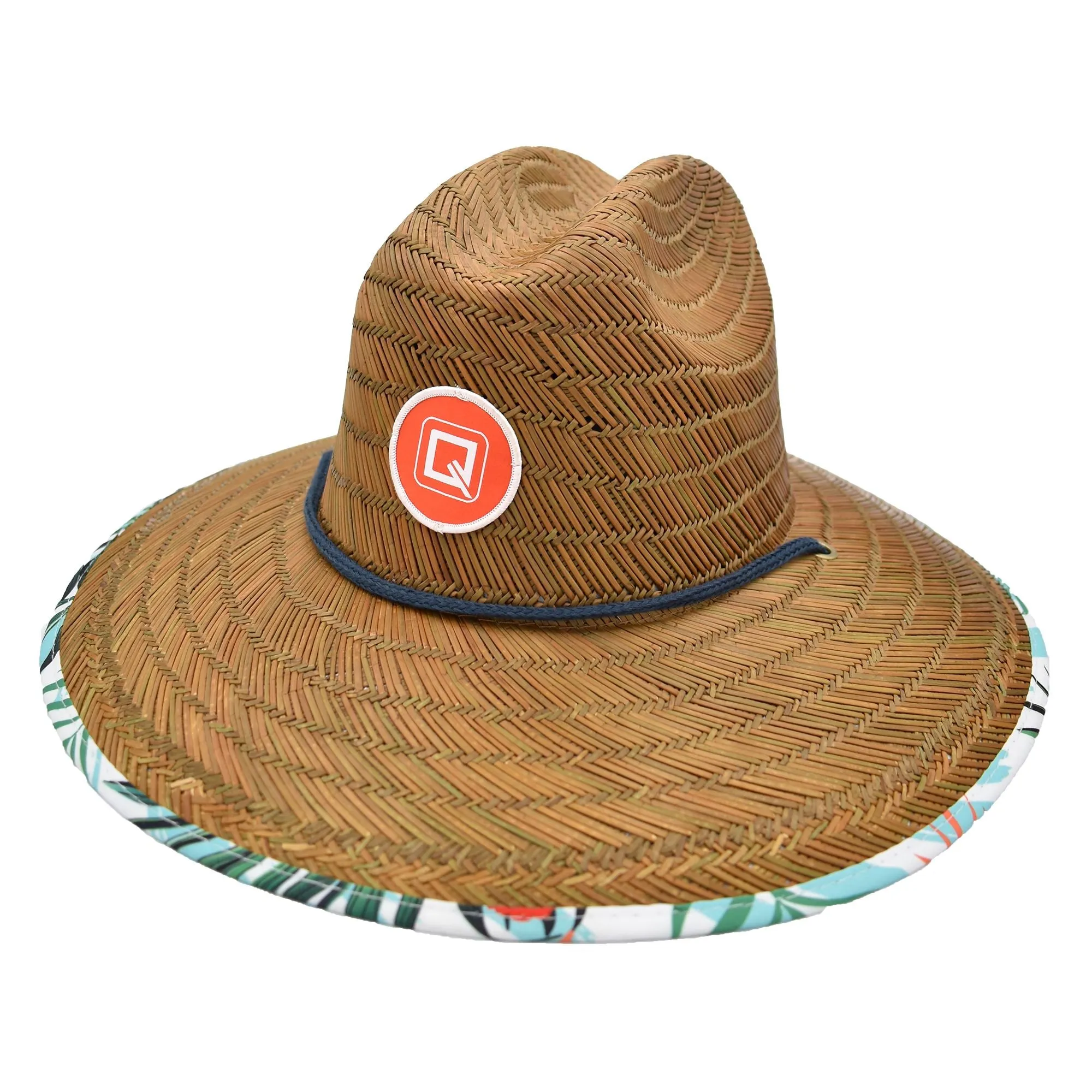 Qwave Straw Hats for Women - Stylish Tropical Print Designs, Beach Gear Sun Hats for Women, Lifeguard Hat with Sun Protection  - Red Tropical Print