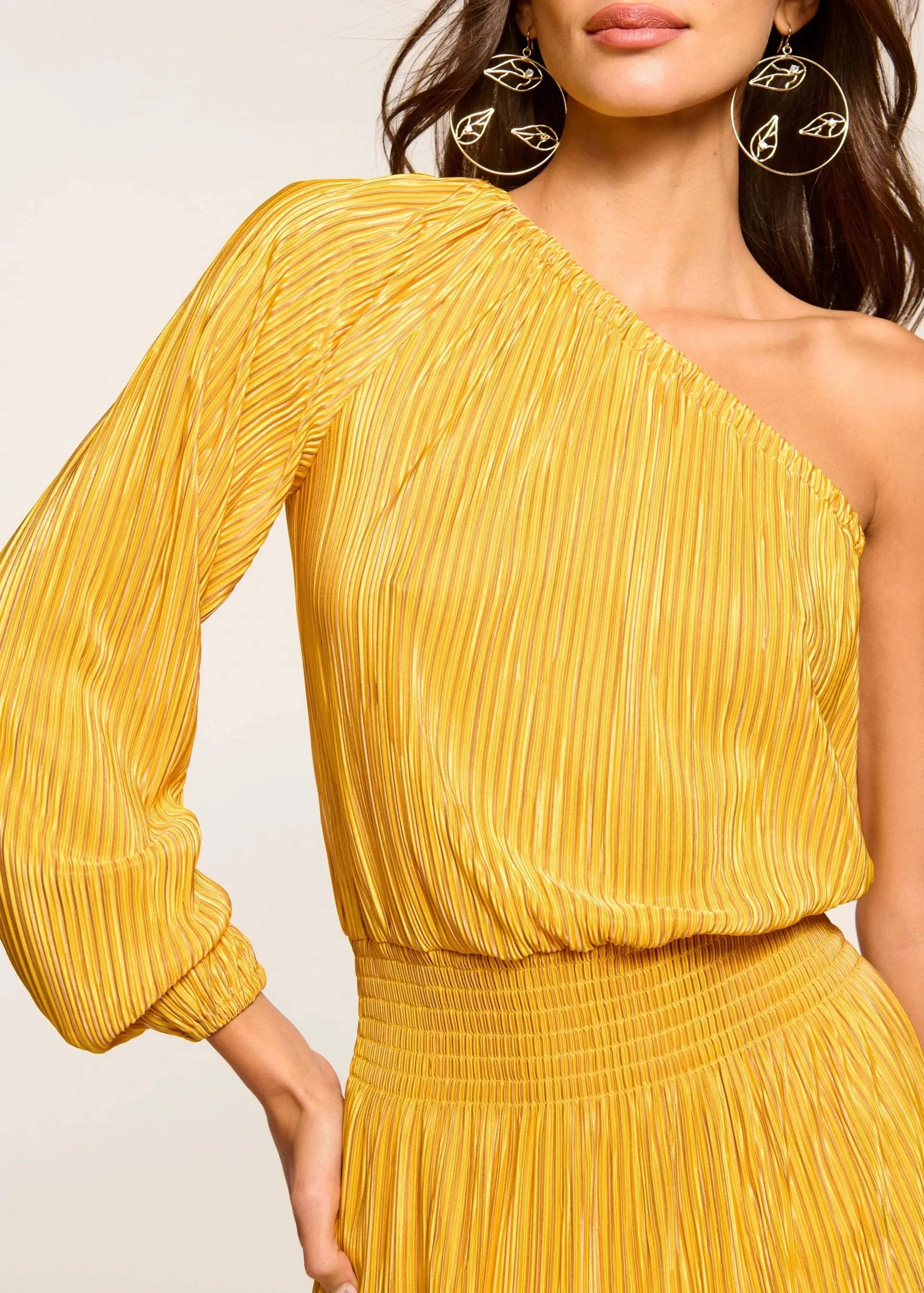Ramy Brook Raashi One-Shoulder Smocked Mini Dress