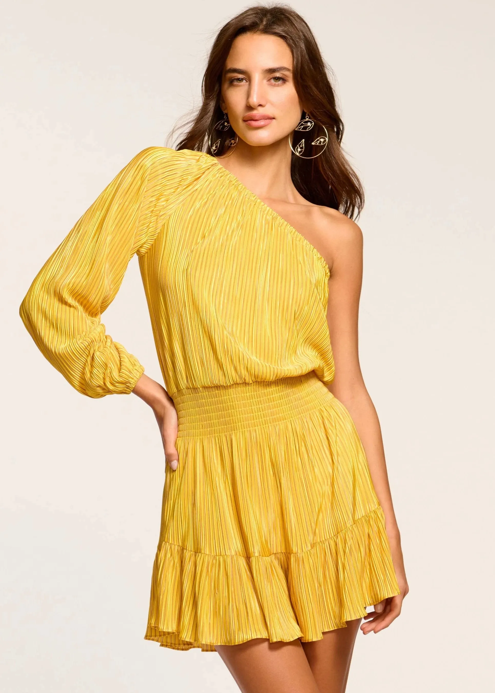 Ramy Brook Raashi One-Shoulder Smocked Mini Dress