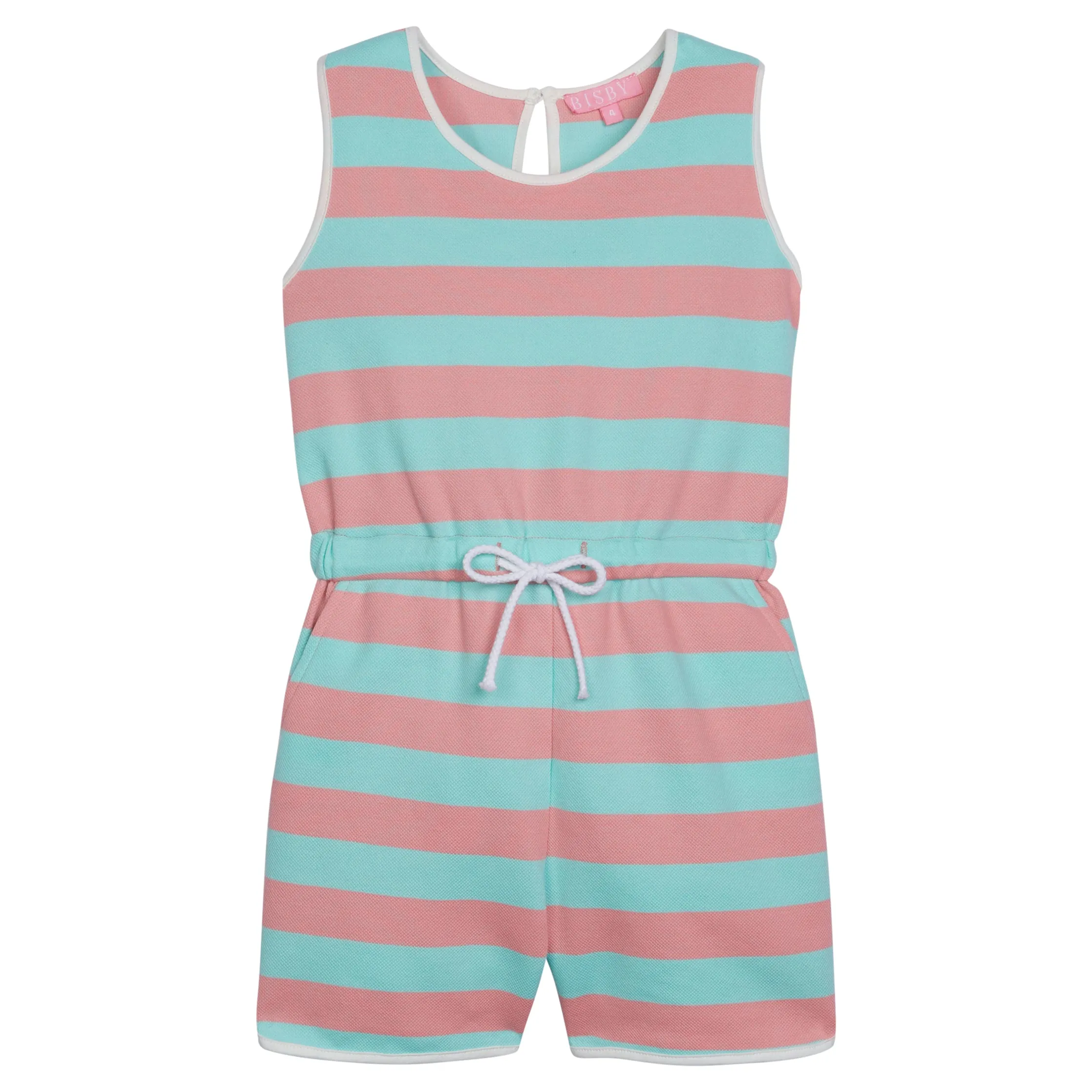 Rugby Romper - Salmon & Aqua Stripe