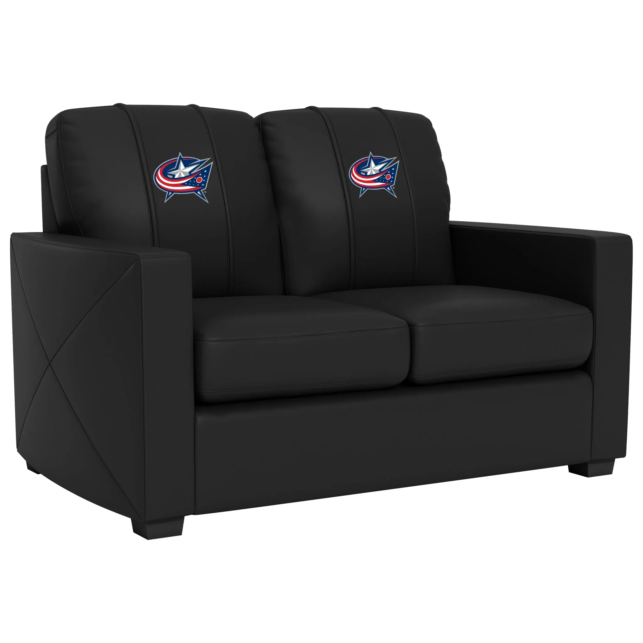 Silver Loveseat with Columbus Blue Jackets Logo