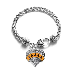 Silver Witch Hats Pave Heart Charm Braided Bracelet