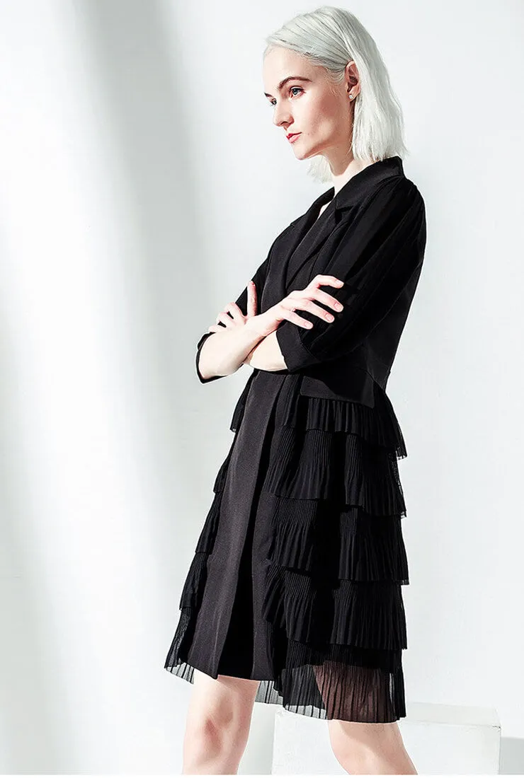 Slim V-neck High Waist Suit Dress