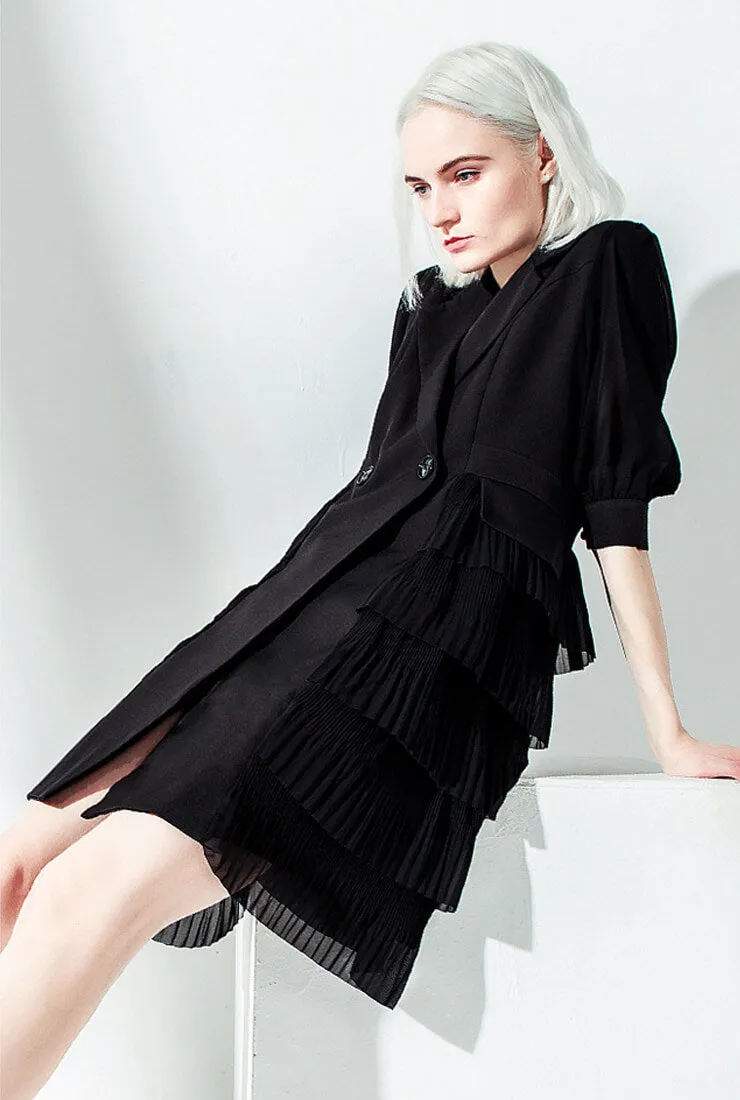 Slim V-neck High Waist Suit Dress