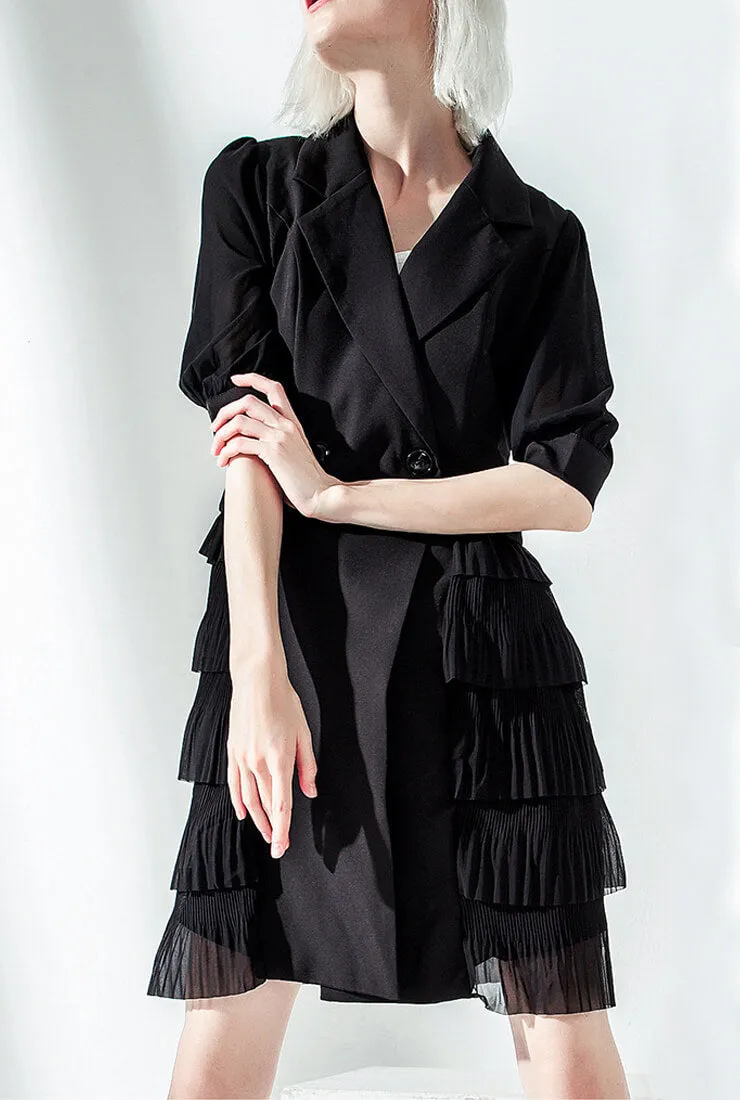 Slim V-neck High Waist Suit Dress
