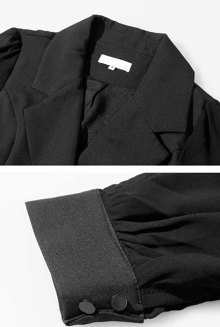Slim V-neck High Waist Suit Dress