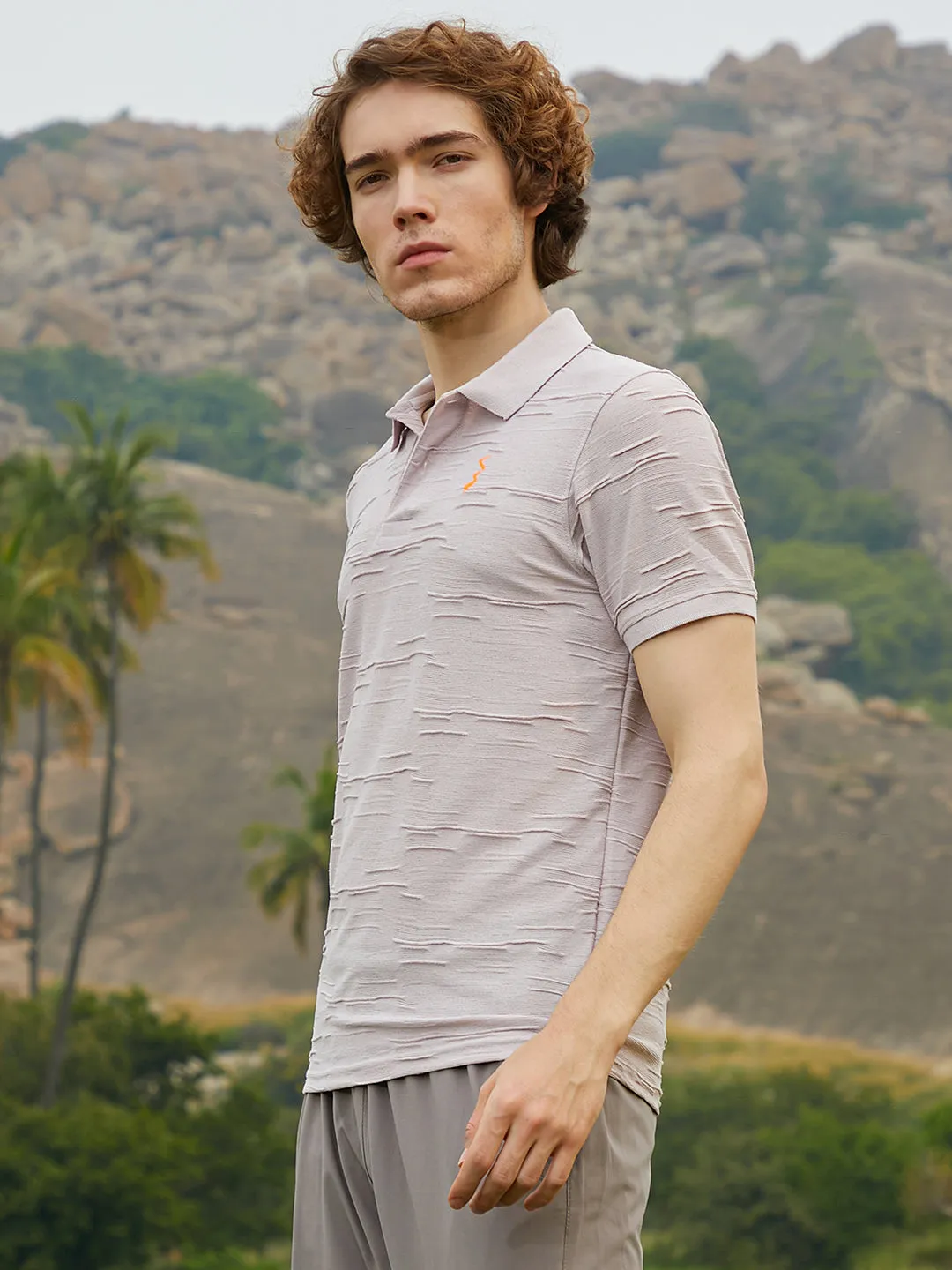 Solid Creased Polo T-Shirt