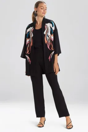 Solid Crepe Embroidered Kimono