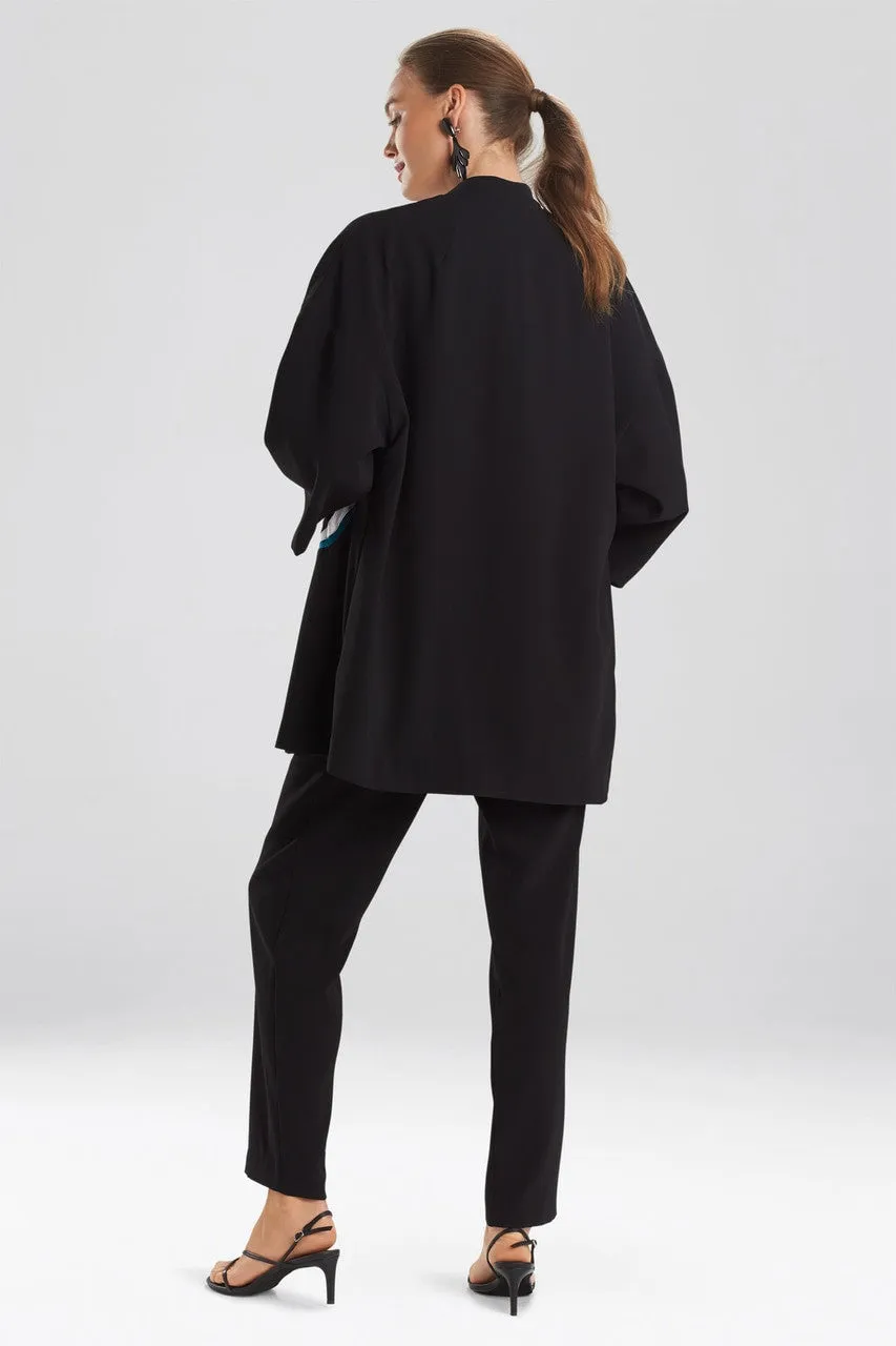 Solid Crepe Embroidered Kimono