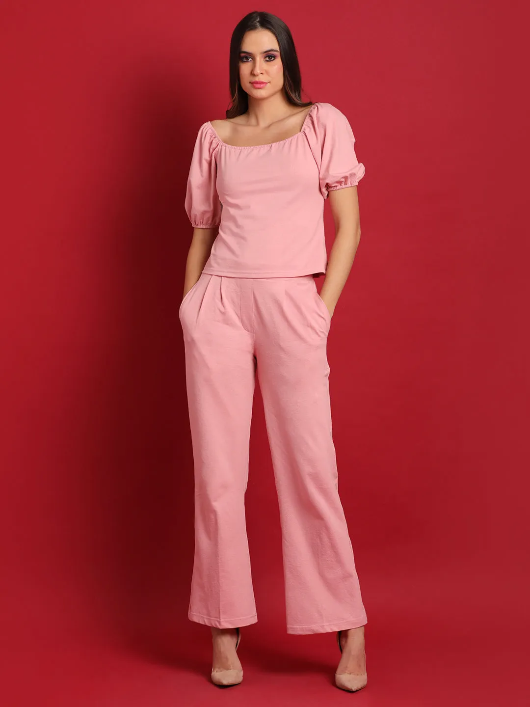 Solid Knotted Waist Co-Ord Set