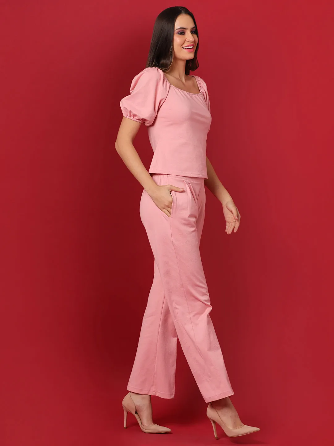 Solid Knotted Waist Co-Ord Set